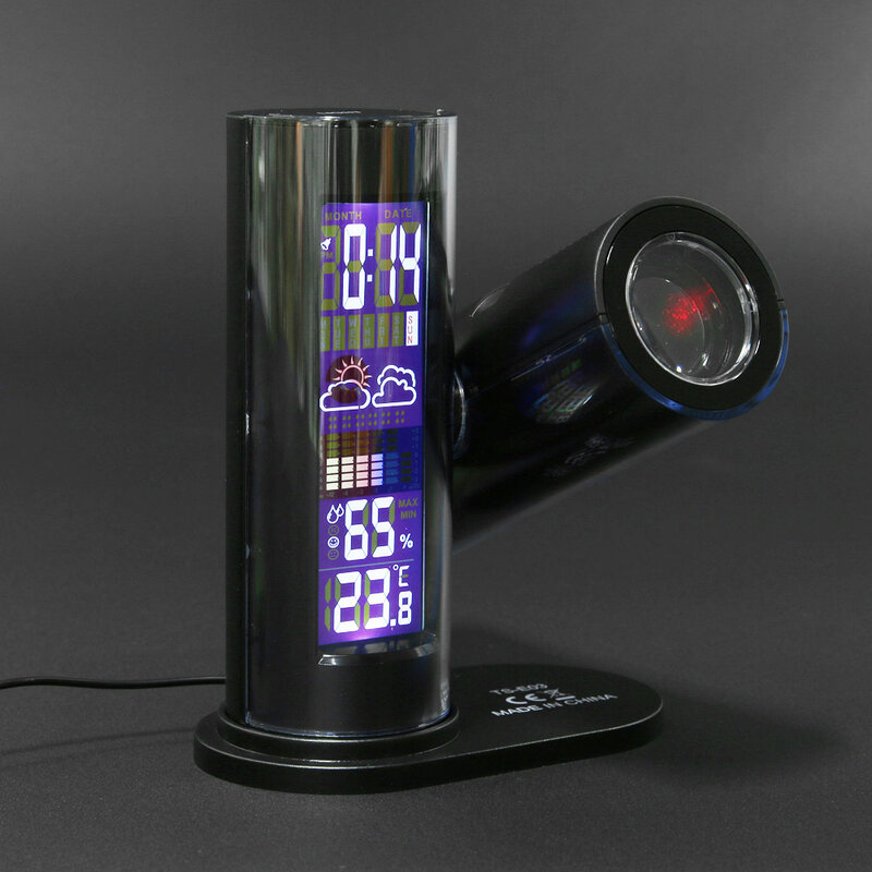 NEW TS-E03 Projection Clock Alarm Thermometer LCD Digital Clock EU Plug Indoor Thermometer 360 Degree Rotatable Projection Clock