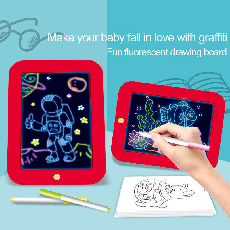 لوحة سحرية ثلاثية الأبعاد للأطفال لوحة رسم للأطفال لوحة مرسومة باليد ملونة مضيئة لوحات الكتابة الإلكترونية الكتابة على الجدران اللوحة