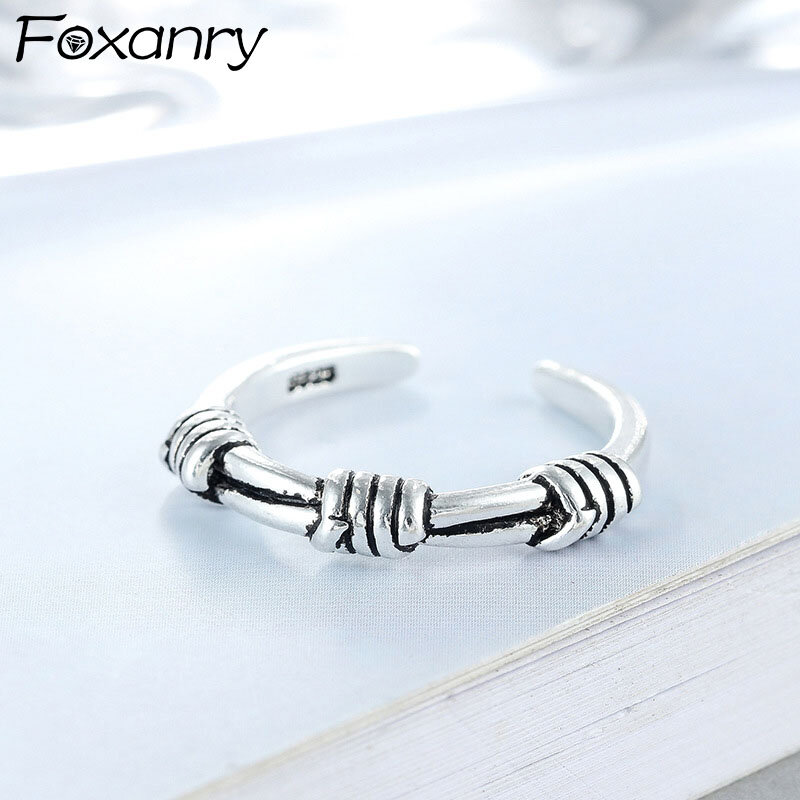 Foxanry-خاتم من الفضة الإسترليني عيار 925 قابل للتعديل ، خاتم عريض قابل للتعديل ، الحد الأدنى
