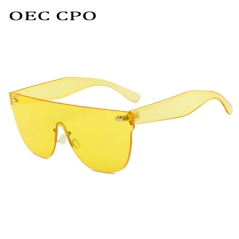 المتضخم بدون شفة النظارات الشمسية النساء الرجال العلامة التجارية كاندي مربع النظارات الشمسية الملونة المرأة شفافة بدون إطار النظارات O26