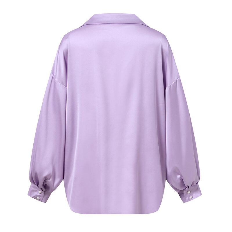 Celmia قميص حريمي أنيق من الساتان موضة خريف 2021 بلوزة بأكمام طويلة وألوان ثابتة بلوزات عصرية غير رسمية