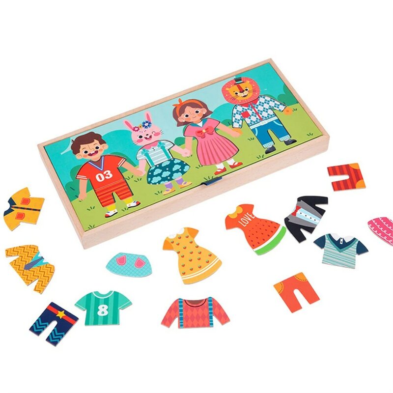 الإبداعية لغز الملابس التجفيف و خلع الملابس لعبة الكرتون لطيف آمنة خشبية ورقة الألغاز لتحسين الإدراك الطفل مونتيسوري