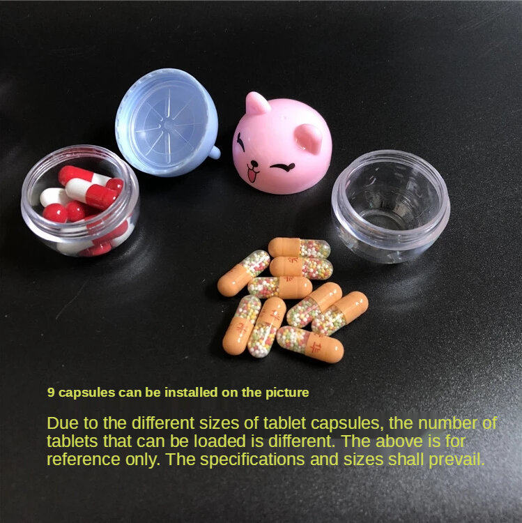 الكرتون نمط حبة صندوق منظم تخزين المجوهرات صندوق بلاستيكي للأقراص 7 أيام الطب الصغيرة الفيتامينات حاويات الاطفال زجاجة