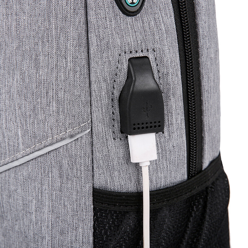 3 قطعة/المجموعة ظهره USB شحن الأزياء السفر الرجال حقيبة لابتوب متعددة الوظائف على ظهره مضيئة عاكسة كبيرة حجم الحقائب المدرسية