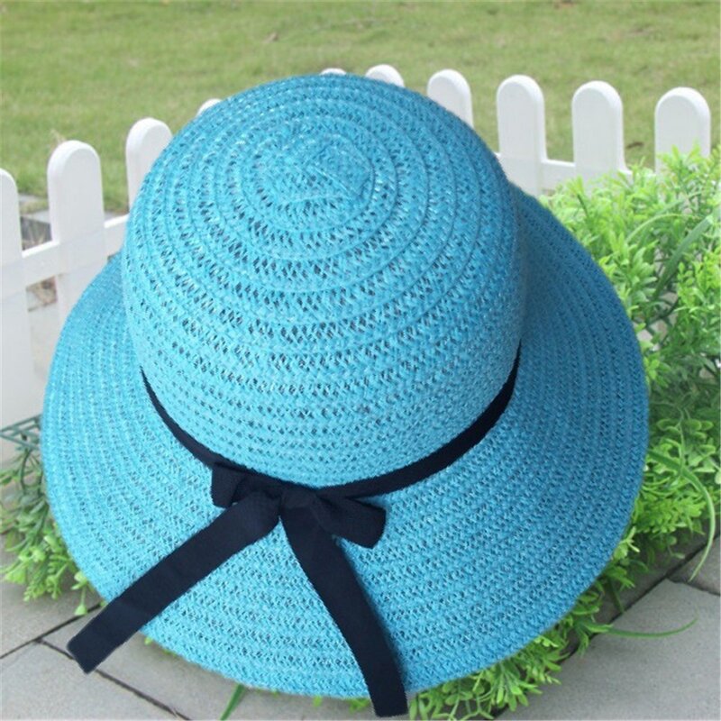 المرنة طوي السيدات النساء القش الشاطئ الشمس قبعة صيفية بيج واسعة حافة الصيف الرجال قبعات الشاطئ للنساء قبعات من القش