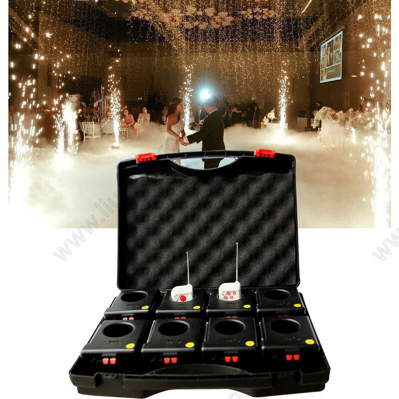 حفل زفاف الألعاب النارية نافورة نظام اطلاق النار آلة الإشعال الباردة تأثير خاص معدات 8Cue اللاسلكية عن بعد مرحلة الحدث DJ