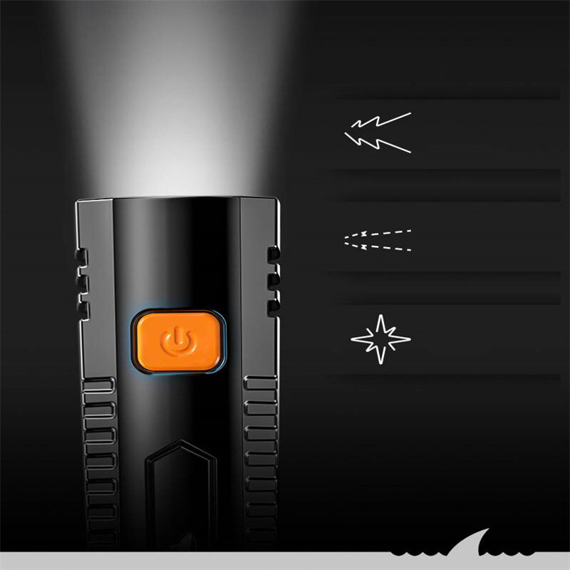 مصباح يدوي محمول مصباح ليد بوحدة USB قابل لإعادة الشحن الشعلة جيب ضوء فلاش مقاوم للماء مع الناتج قوة البنك الدفاع عن النفس الصيد التخييم