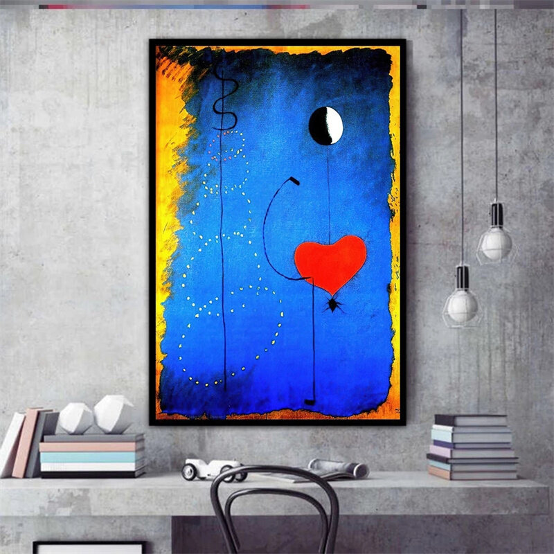 لوحة تجريدية لراقصات جوان ميرو على شكل قلب فن الحب على القماش مطبوعة لوحة فنية شهيرة صورة جدارية لغرفة المعيشة ملصق ديكور للمنزل