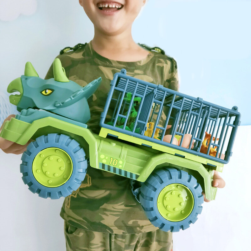 QWZ الساخن سيارة أطفال لعبة الديناصورات النقل سيارة الناقل شاحنة لعبة التراجع سيارة لعبة مع ديناصور للأطفال هدية الكريسماس