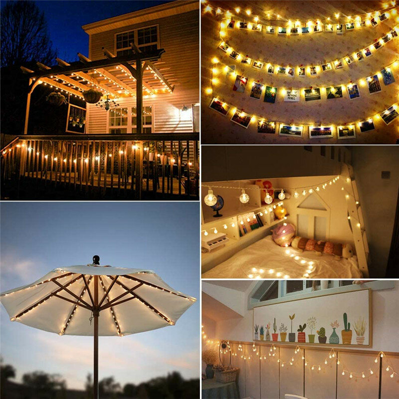 Holiday Light Chain Ball LED String Lighting 10M 20M 220v Lamp Bulb Light String Waterproof Outdoor Wedding Christmas Led String
