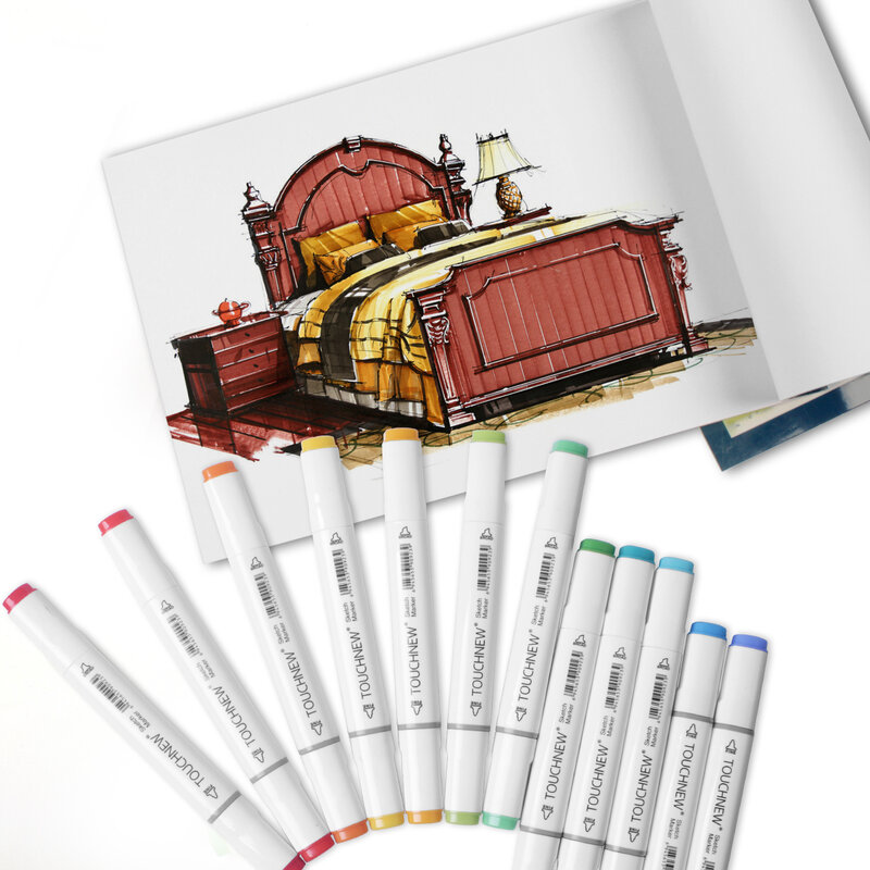 12 40 60 80 ألوان أقلام خطاط (ماركر) المزدوج نصائح الفن رسم أقلام خطاط (ماركر) للفنانين مع واقية حالة للرسم الكبار التلوين