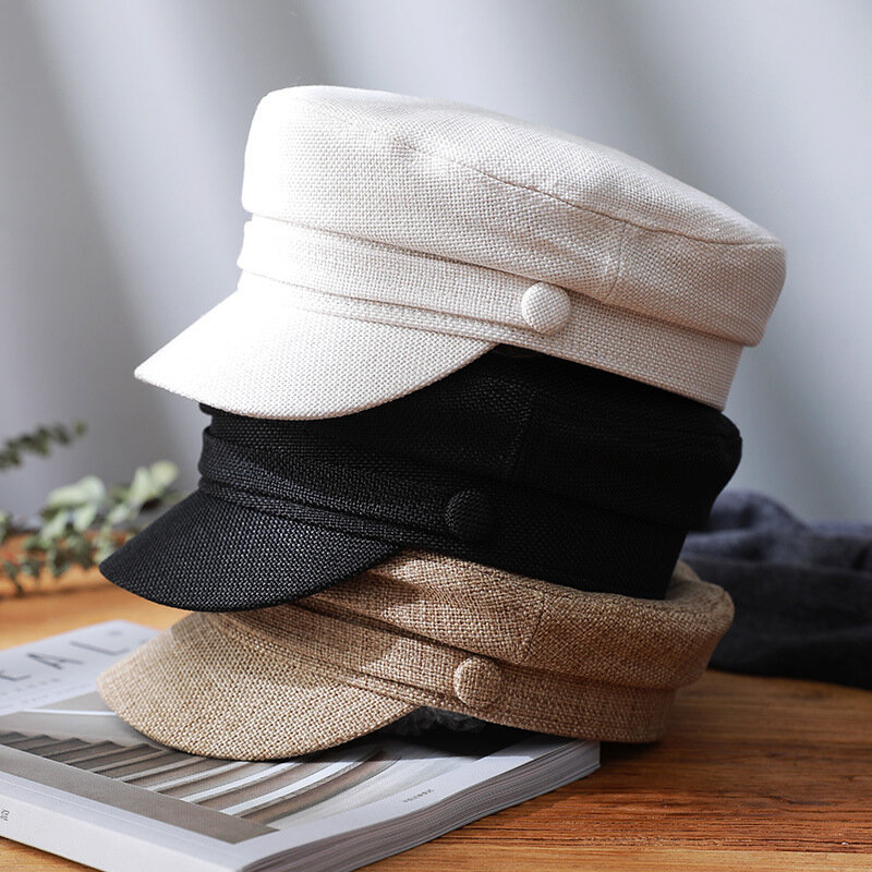 القبعات للنساء الربيع الصيف Sunhat صافي قبعة حمراء الإناث البحرية قبعة عصرية عادية مثمنة قبعات الرجعية بلغت ذروتها قبعة