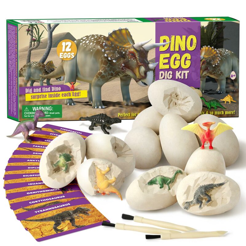 12 قطعة بيض الديناصور الأطفال حفر مجموعة الحفر دينو علم الآثار التعليمية لغز لعبة للأطفال ألعاب تعليمية