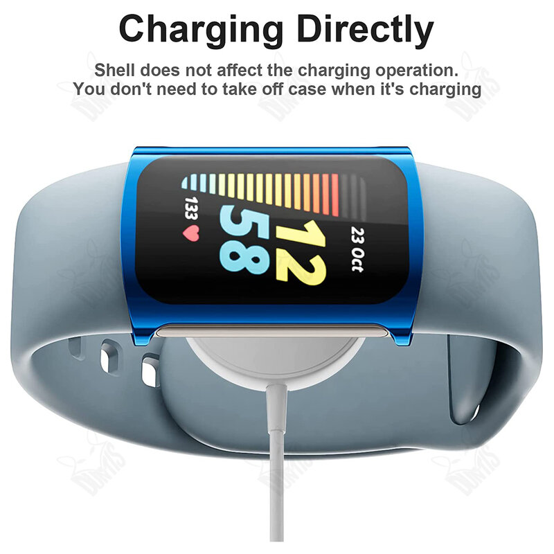 حافظة واقية لهاتف Fitbit Charge 5 غطاء من البولي يوريثان الحراري الوفير مع واقي للشاشة الشاملة لملحقات Fitbit Charge 5 Smartwatch