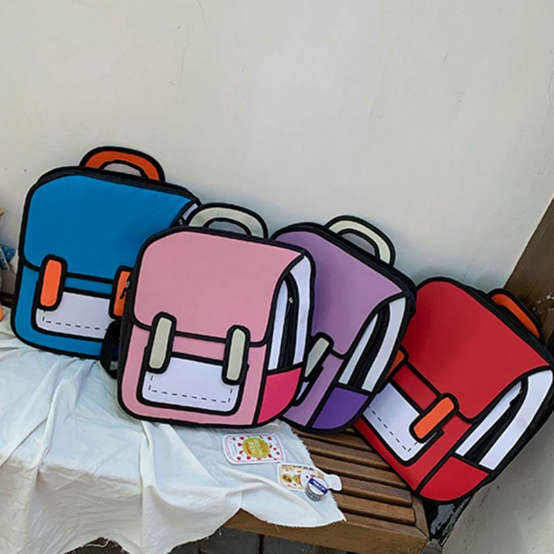 حقيبة ظهر للجنسين للرسم ، حقيبة مدرسية كرتونية ، حقيبة ظهر للمراهقين والبنات والأولاد ، حقيبة سفر