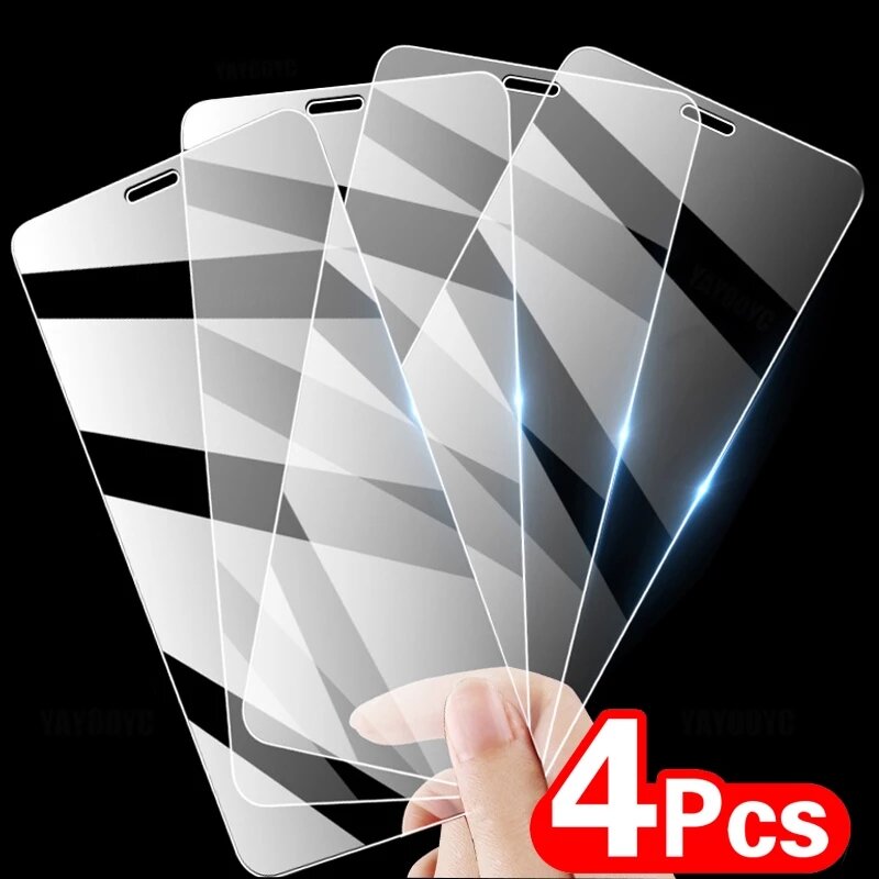 4 قطعة الزجاج واقية على آيفون 11 12 برو ماكس حامي الشاشة آيفون 6 6s 7 8 Plus X XS XR XS ماكس 11 فيلم الزجاج