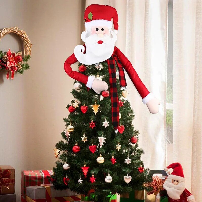 زينة عيد الميلاد سانتا كلوز المنزل شجرة عيد الميلاد الديكور سانتا كلوز شجرة نجمة علوية