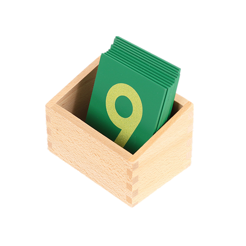 ألعاب الرياضيات خشبية الصنفرة أرقام Digitals 0-9 لوح أخضر مع صندوق خشب الزان لعب للأطفال مرحلة ما قبل المدرسة التعليم