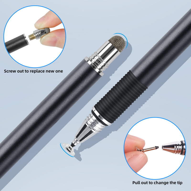 قلم شاشة اللمس 2 في 1 ستايلس لوح رسم أقلام ل ios أندرويد الهاتف العالمي عالية الدقة محمول بالسعة الألياف قلم رصاص