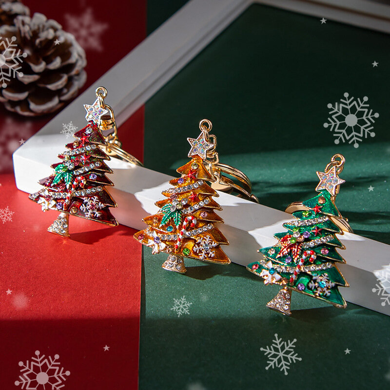 جديد عيد الميلاد لطيف الديكور سلاسل المفاتيح عيد الميلاد سبائك مشبك قفل سلسلة مفاتيح سحرية المجوهرات سيارة حلقة رئيسية