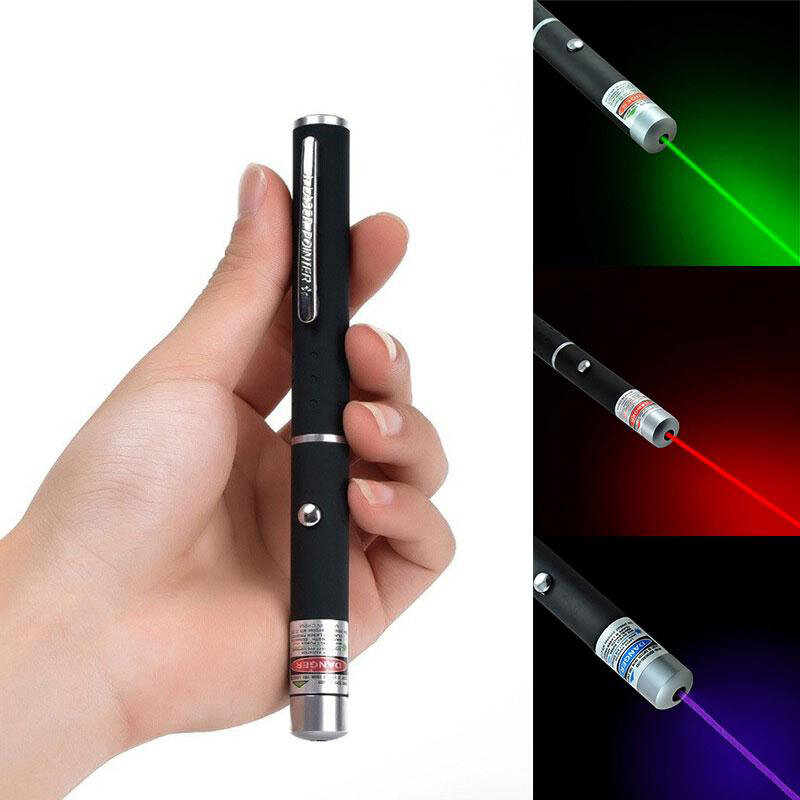 قلم ليزر أسود قوي ضوء مرئي شعاع نقطة الليزر 3 ألوان قوية مؤشر ليزر العسكرية القلم 5MW 650nm الأخضر