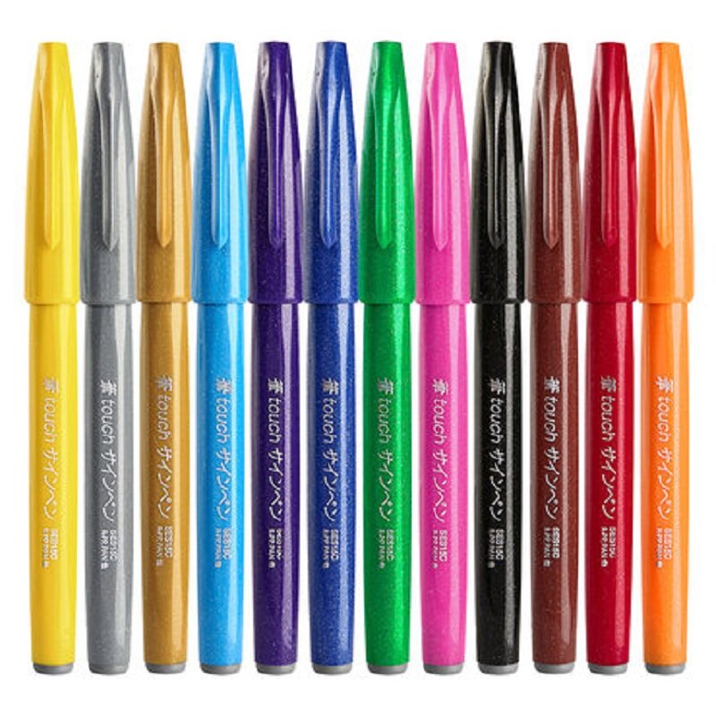 اليابان Pentel لون اللمس فرشاة لينة SES15C المبتدئين الفن لون خاص اللوحة بطاقة المعايدة القلم 12 ألوان/مجموعة