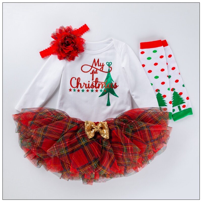 الرضع الفتيات عيد الميلاد ملابس رسمية توتو تنورة ارتداءها جورب عقال الأميرة الفتيات الملابس دعوى حفلة عيد الميلاد فتاة الملابس