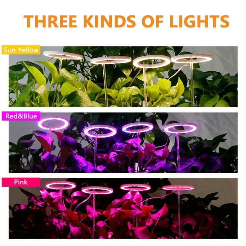 مصباح LED على شكل حلقة ملاك يعمل على النمو DC5V USB Phytolamp الطيف الكامل مصباح فيتو داخلي على شكل زهرة دفيئة شتلات منزلية على شكل زهرة
