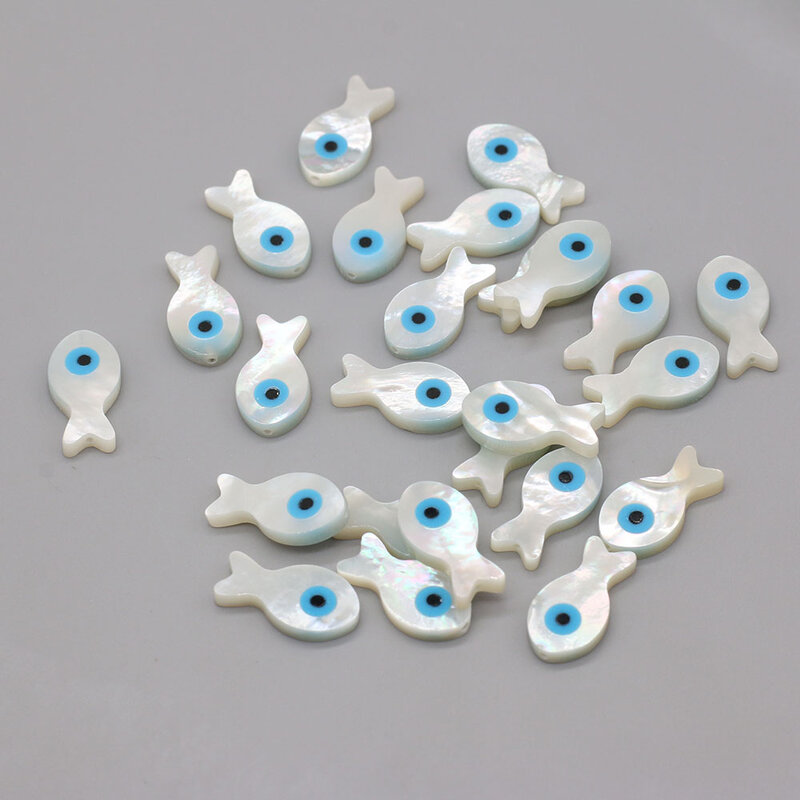 Natural Freshwater White Shells Fish-shaped Eyes Beads Handmade Crafts DIY Necklace Bracelet Jewelry Accessories Gift Making