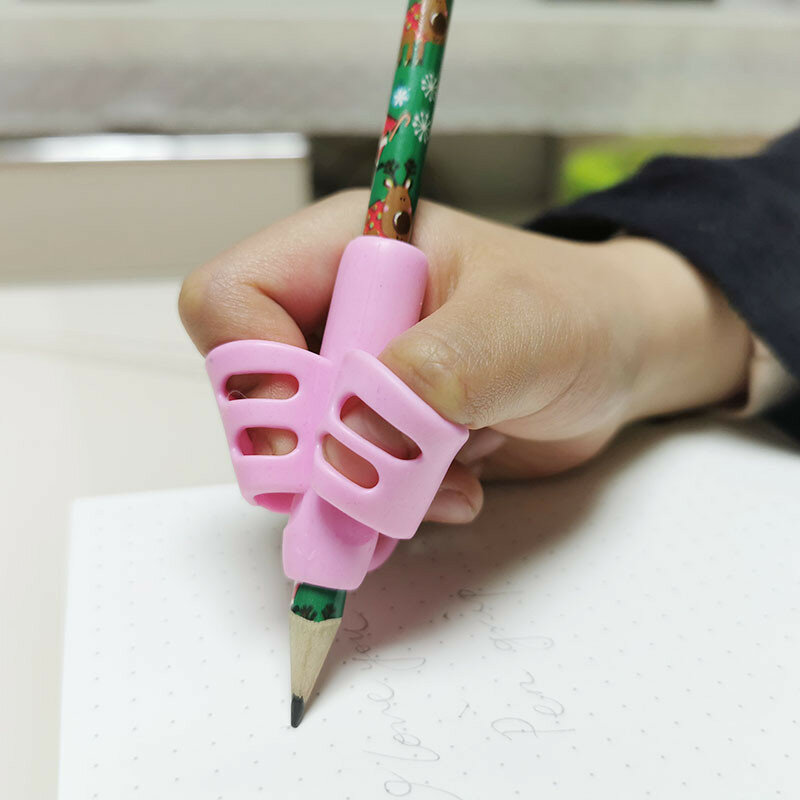5 قطعة ثلاثة أصابع قلم من السيليكون حامل طالب القرطاسية معدات التدريس قلم من السيليكون حامل تصحيح الكتابة الطفل