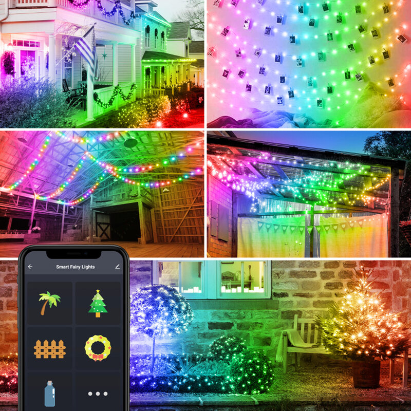 واي فاي تويا الذكية غلوب الجنية أضواء سلسلة عيد الميلاد أضواء RGB LED 5 متر 10 متر ضوء بار الذكية USB الخيال 2022 السنة الجديدة ضوء سلسلة