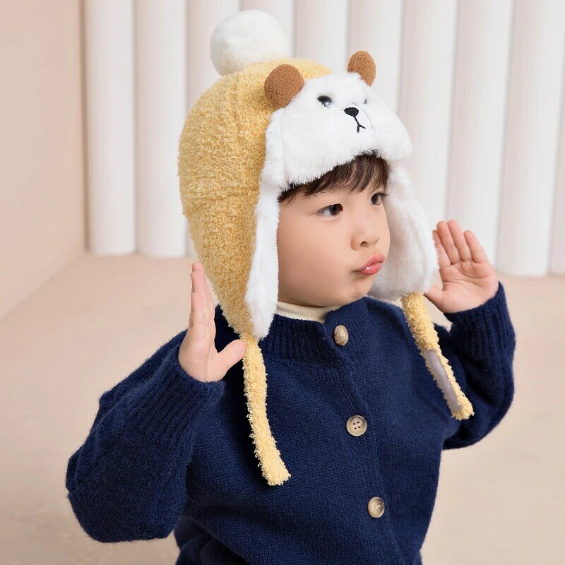 الخريف والشتاء الأطفال القبعات للبنين والبنات سميكة الدافئة أفخم لطيف الطفل يندبروف الأذن قبعات الشتاء قبعة للأطفال 2021