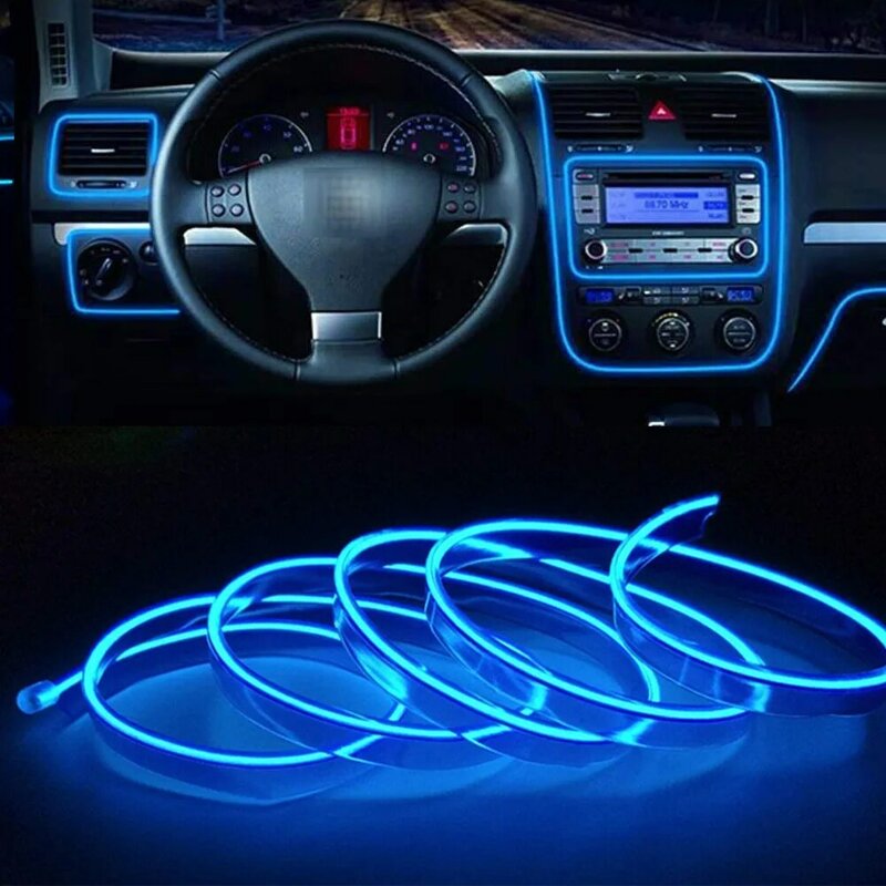 5 متر RGB led النيون قطاع El سلك سيارة الداخلية Led أضواء المحيطة سيارة مصباح لتهيئة الجو 12 فولت 5 فولت سجائر USB