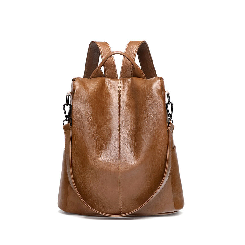 حقيبة جلدية للمرأة العصرية العلامة التجارية الجديدة موضة السيدات حقيبة ظهر عادية حقيبة ظهر الطالب