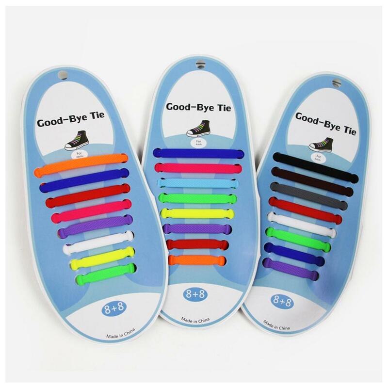 16 قطعة/المجموعة متعدد الألوان لا التعادل أربطة الحذاء للأطفال والكبار