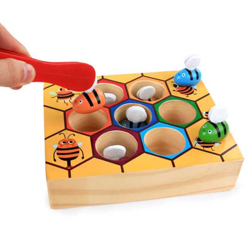 خلية النحل الخشبية يميل ألعاب تعليمية مونتيسوري العمل الدؤوب خلية النحل ألعاب تفاعلية للأطفال كليب ألعاب مضحكة