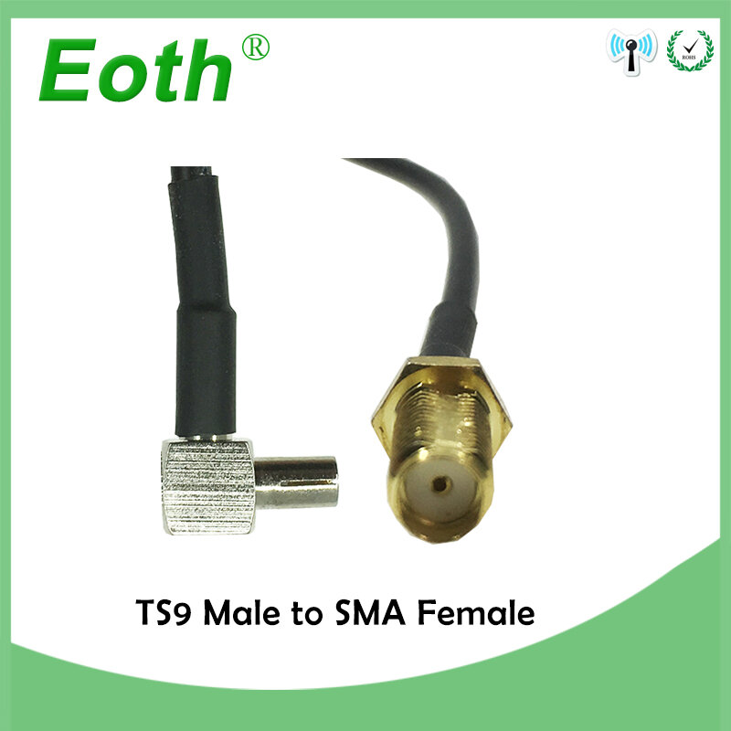 EOTH 2 قطعة محوري 3 جرام مودم كابل TS9 الذكور مستقيم إلى SMA الذكور الزاوية اليمنى ضفيرة RG178 بالجملة 15 سنتيمتر 6 "محول