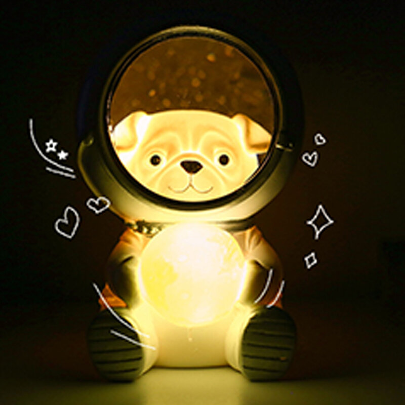LED ليلة ضوء رائد الفضاء لطيف القط/الدب/الكلب مصباح Kawaii للطفل طفل الأطفال غرفة نوم السرير إضاءة زينة لينة الدافئة هدية مصابيح