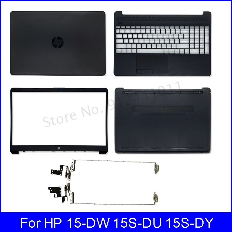 جديد محمول LCD الغطاء الخلفي ل HP 15-DW 15S-DU 15S-DY سلسلة الإطار الأمامي Palmrest غطاء سفلي Hings العلوي أسود فضي L52012-001