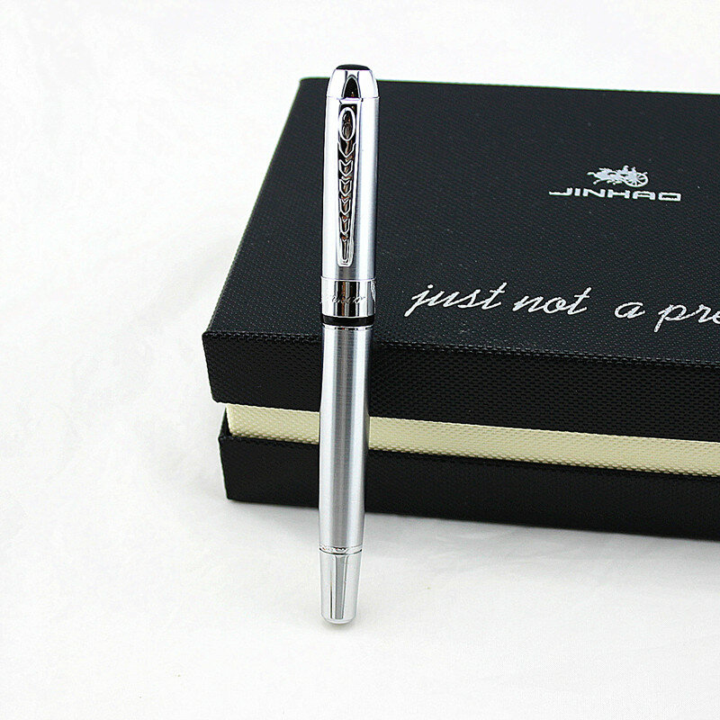 Jinhao-قلم حبر خط فولاذي 250 ، سن 0.5 مللي متر ، قلم كتابة ، لون فضي نقي ، للرسم/المكتب/المنزل