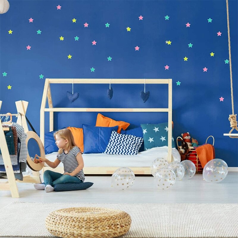 50 قطعة مزيج نجمة ثلاثية الأبعاد الجدار ملصق غرفة المعيشة غرفة نوم الديكور للأطفال غرفة المنزل توهج في الظلام ملصقات