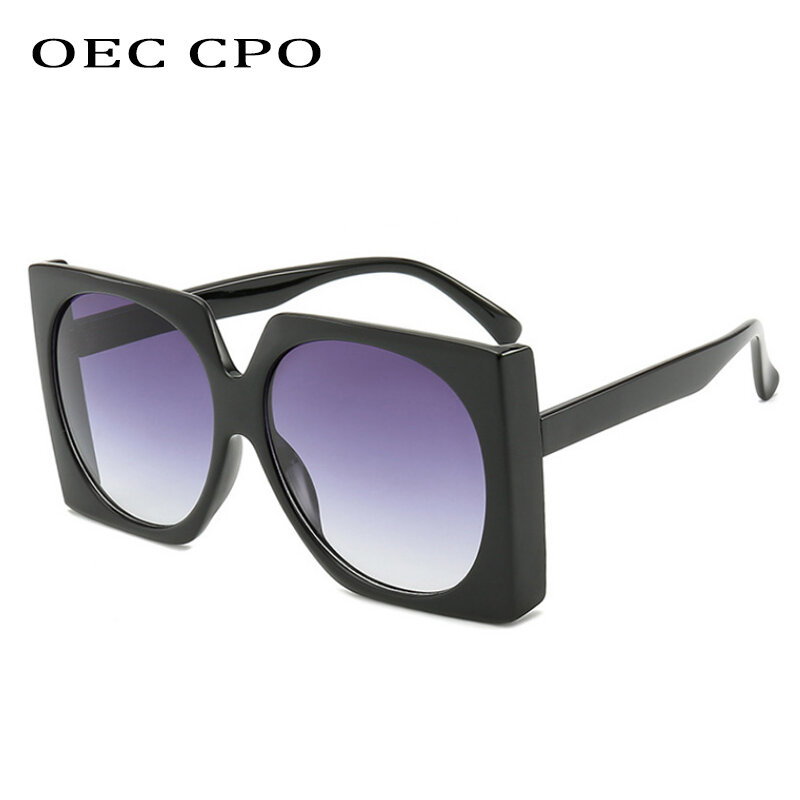 OEC CPO-نظارة شمسية مربعة عتيقة للنساء والرجال ، إطار كبير ، عدسات دائرية متدرجة اللون ، UV400 O31