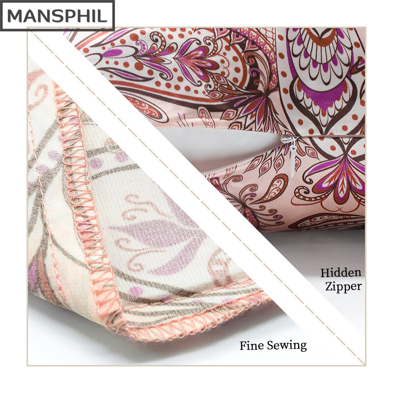 Mansphil بيزلي سلسلة 100% كيس وسادة حريري حقيقي مع سحاب مخفي للنساء الرجال الاطفال الفتيات الفاخرة غطاء وسادة مربع الشكل