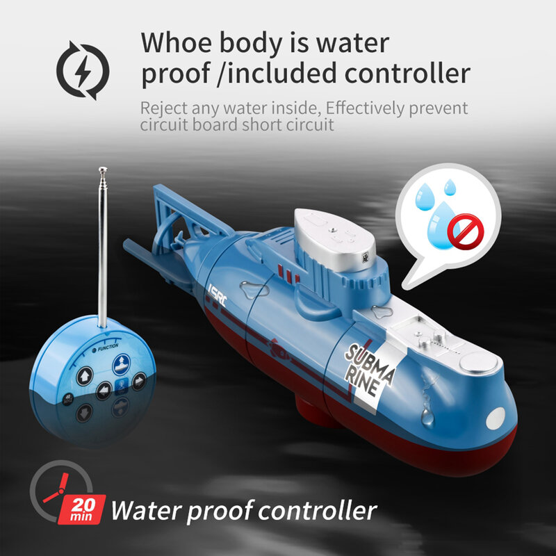 غواصة صغيرة بجهاز تحكم عن بعد تحت الماء ، لعبة غطس تحت الماء مع خزان مياه ، 6 قنوات ، هدية