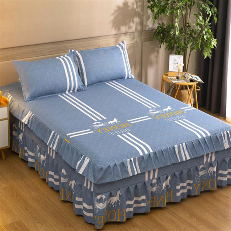 تنورة سرير على الطراز الأوروبي والأمريكي 1 مفرش سرير 2 غطاء وسادة لوازم تزيين غرفة النوم f0001 arabshoppy