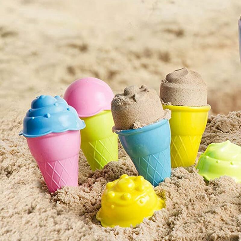 5 قطعة الآيس كريم شاطئ مخروط حفر قاعدة الملاعق لعبة منزل الأطفال البلاستيك في الهواء الطلق الآيس كريم كأس لعبة للشاطئ