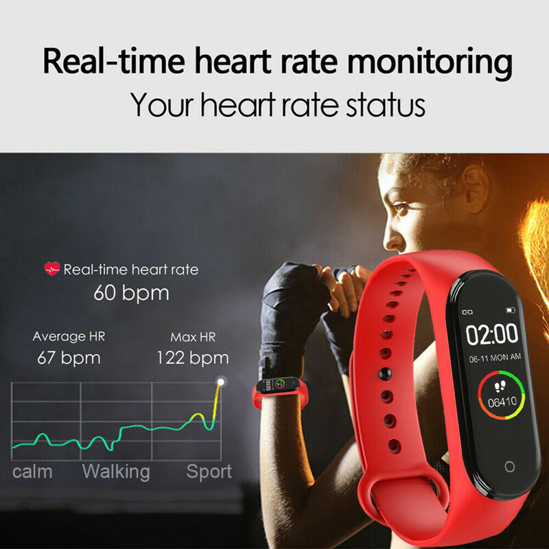 حار جديد M4 الذكية الرياضة ضغط الدم مراقب معدل ضربات القلب مع ساعة الرجال والنساء رصد متعددة الوظائف أسورة ضد الماء