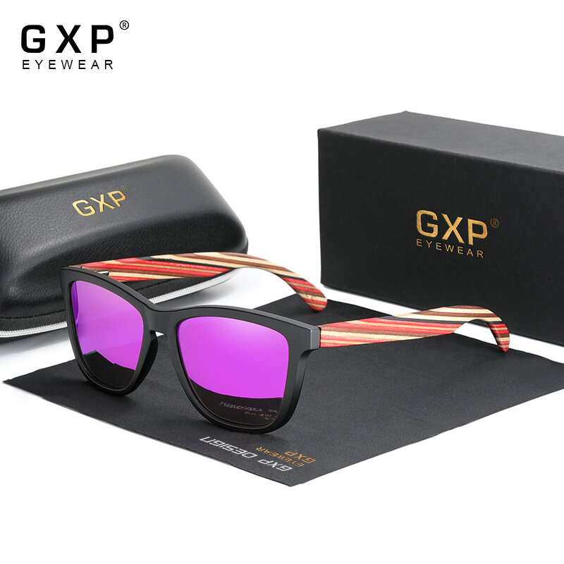 GXP-نظارات شمسية خشبية مستقطبة UV400 ، صناعة يدوية ، ملونة ، عصرية ، للرجال والنساء