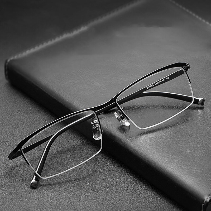 KatKani الرجال خفيفة المعادن نصف إطار نظارات الموضة الرجعية الأعمال قصر النظر وصفة طبية البصرية النظارات الإطار Z17003