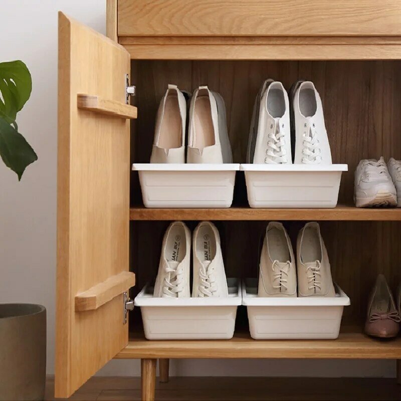 الإبداعية العمودي صندوق الأحذية اليابانية البلاستيك ثلاثة حذاء الرف متعددة الوظائف تنظيم الحاويات الفضاء إنقاذ خزانة حقيبة للتخزين
